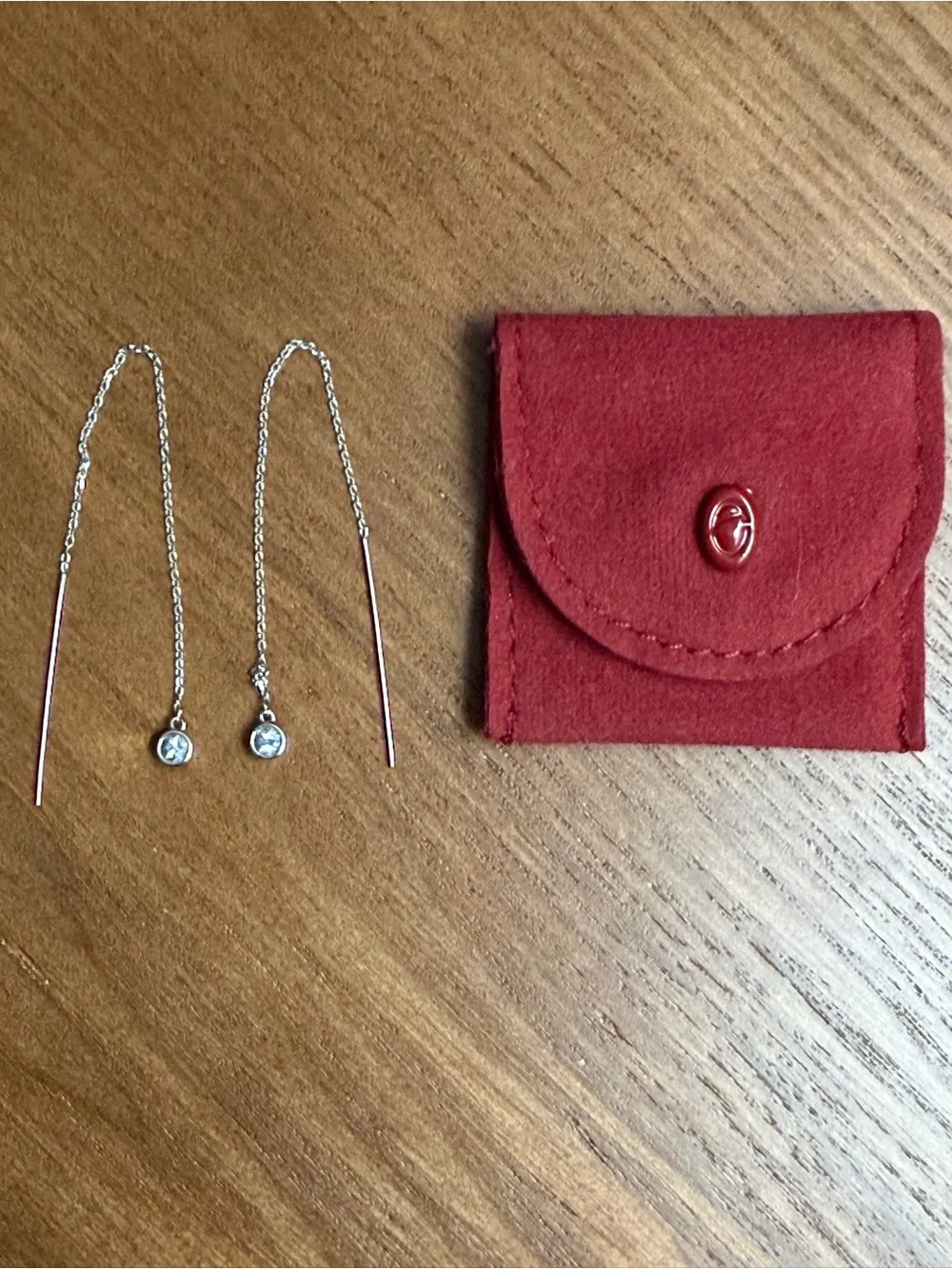 Aurate 14K White Gold Aquamarine Birthstone Threader Earrings (Pair)